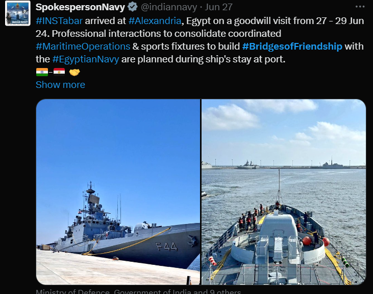 INS Tabar visits Egypt Image