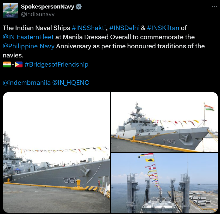 INSShakti, INSDelhi & INSKiltan Visits Manila Image